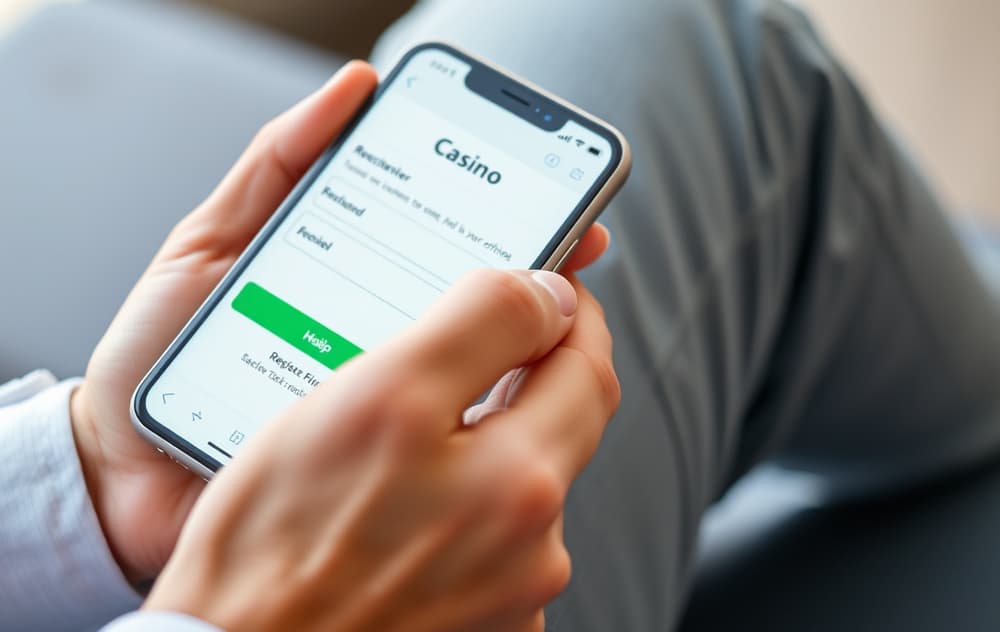 En person med forstørrelsesglass over en mobiltelefon som viser bonusvilkår